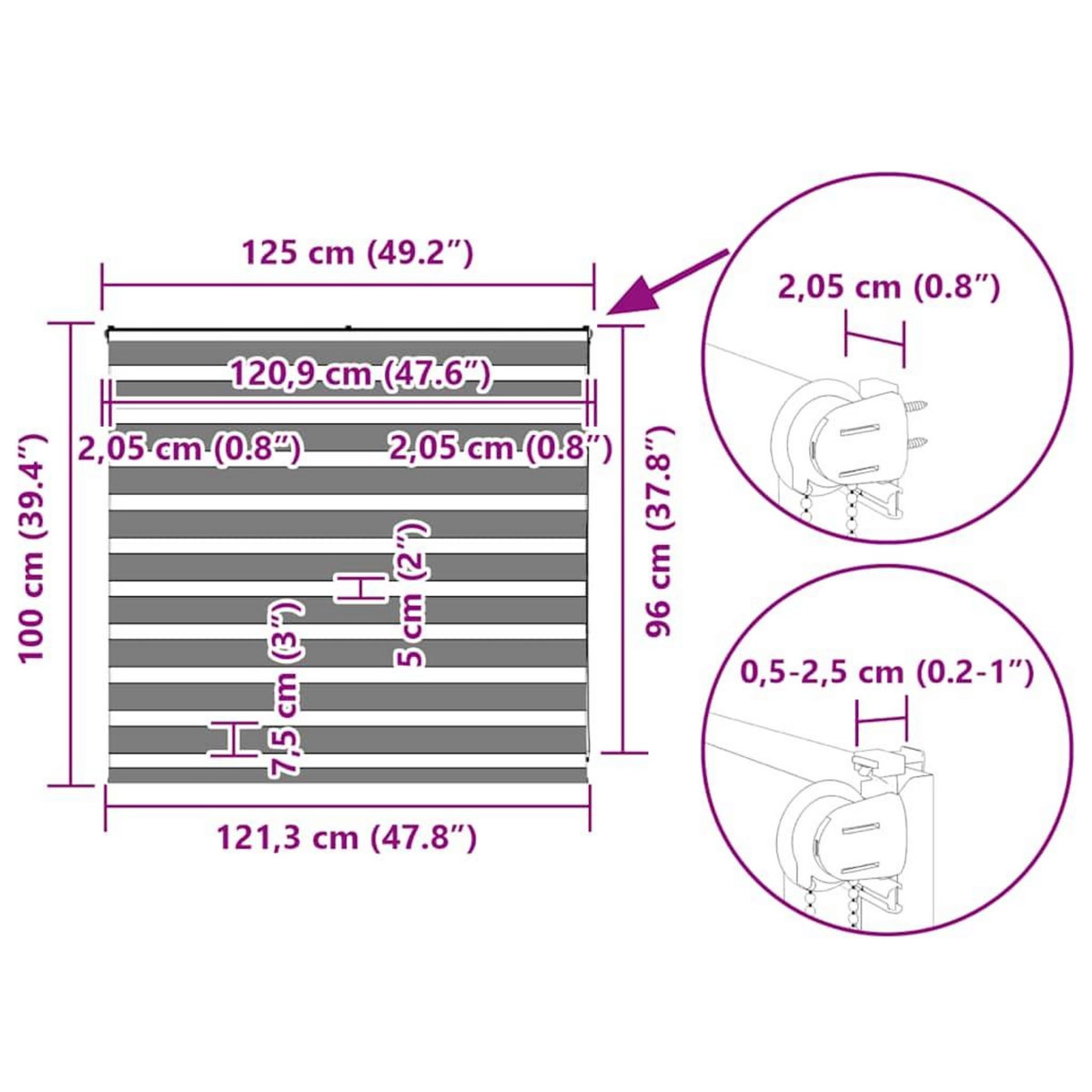 VIDAXL Store zebre beige marbre largeur du tissu 120,9 cm polyester