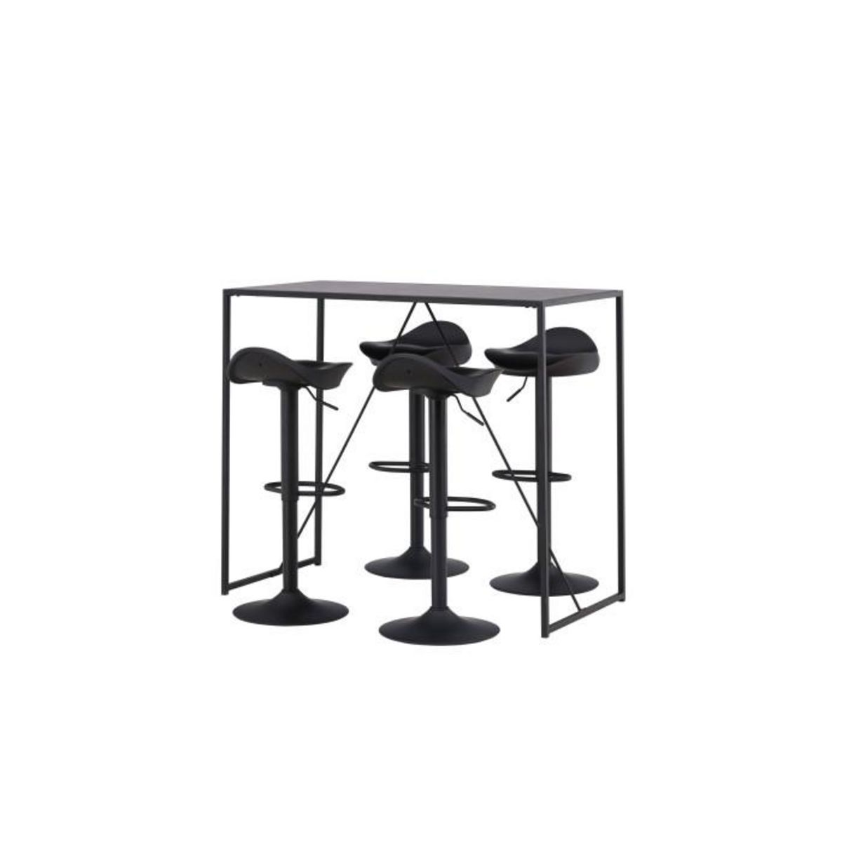 Paris Prix Ensemble Table de Bar & 4 Tabourets  Brea & Adesto  120cm Noir