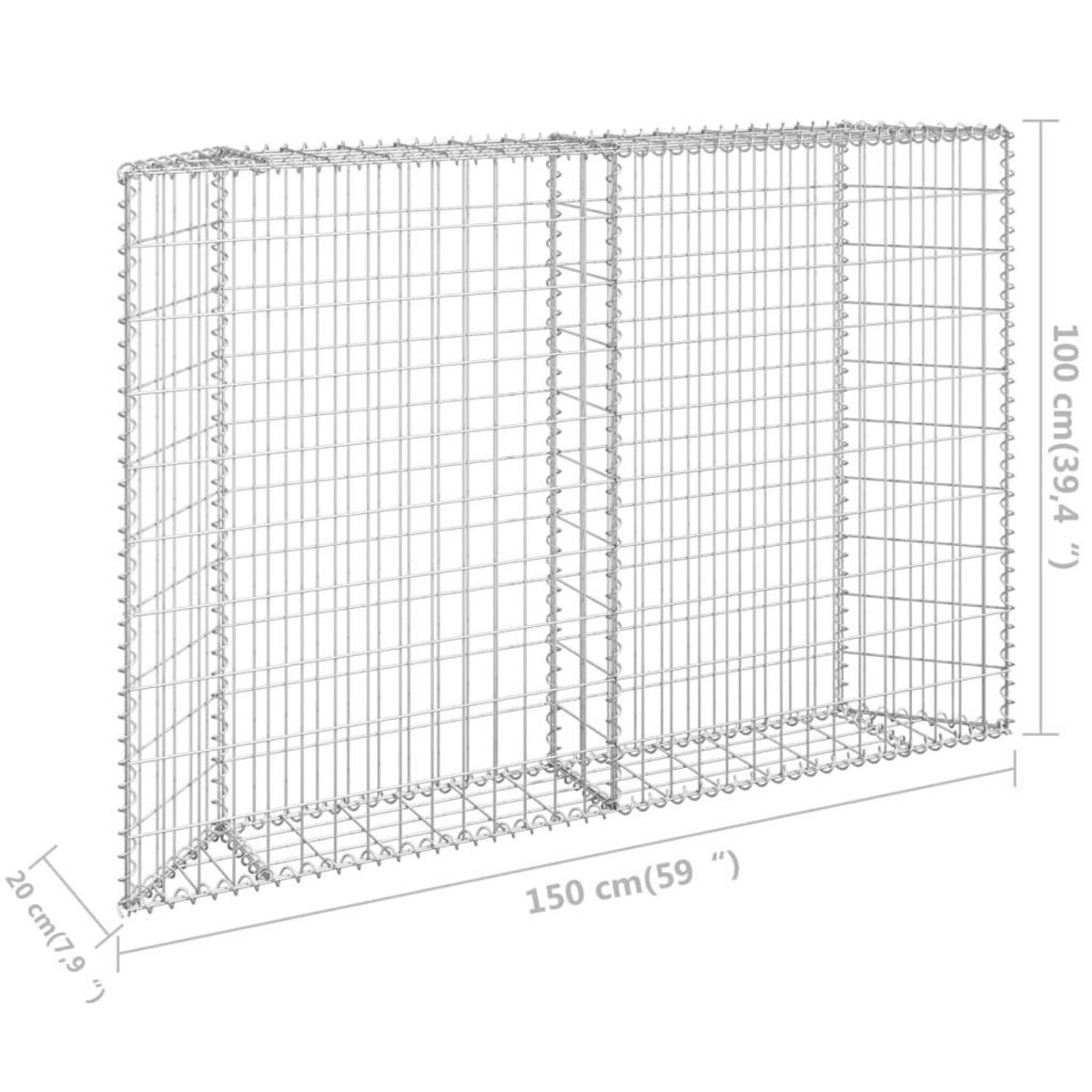 VIDAXL Lit sureleve a gabion en trapeze Acier galvanise 150x20x100 cm
