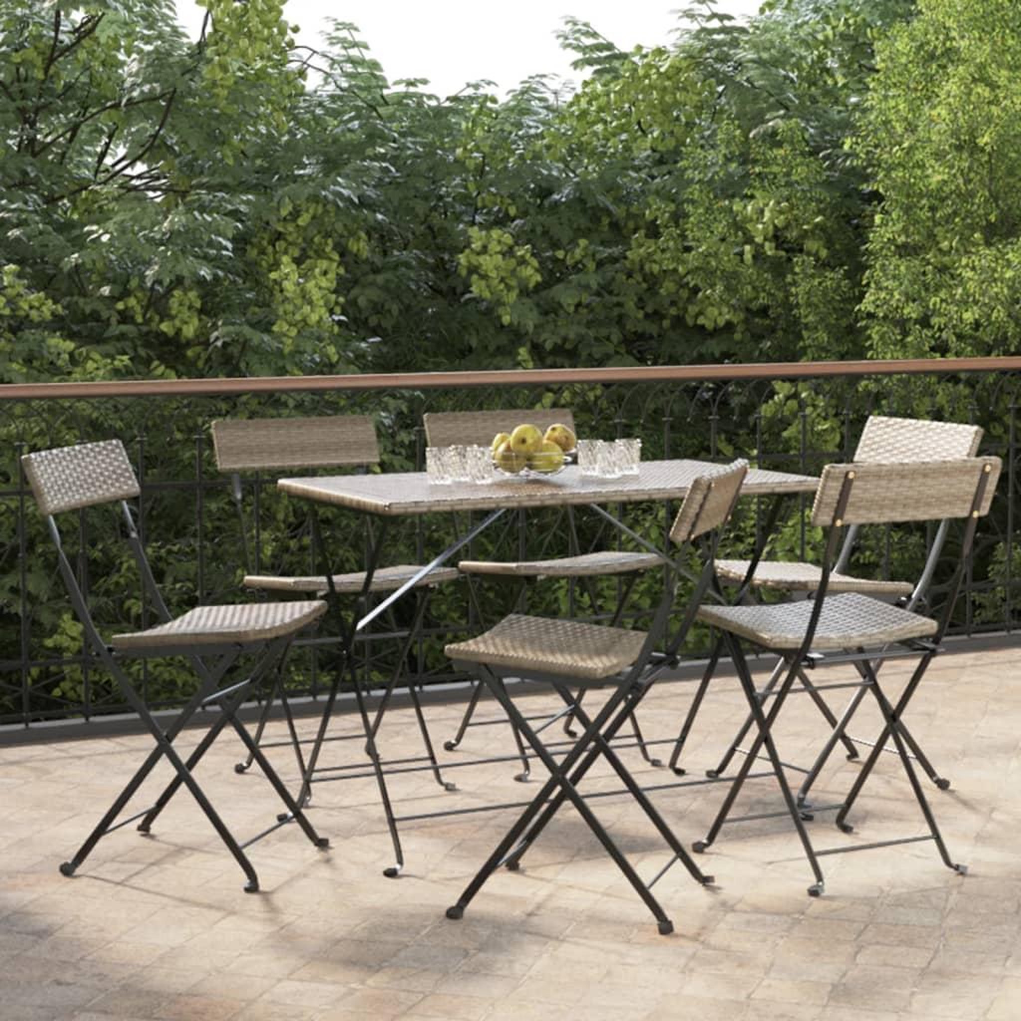 Voir la diapositive 1 : VIDAXL Chaises de bistrot pliantes lot de 6 Gris Resine tressee acier