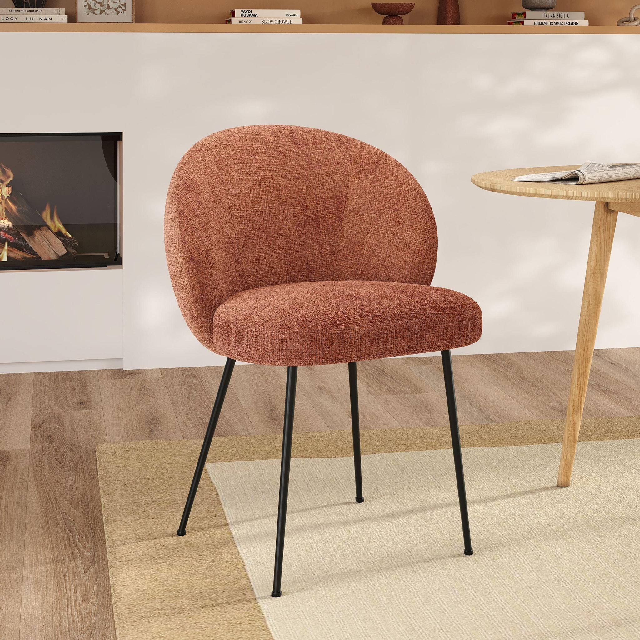 Voir la diapositive 2 : MAISON PAVANE Chaise en velours chenillé terracotta et métal noir-bloomy