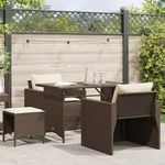 VIDAXL Salon de jardin 4 pcs avec coussins marron resine tressee