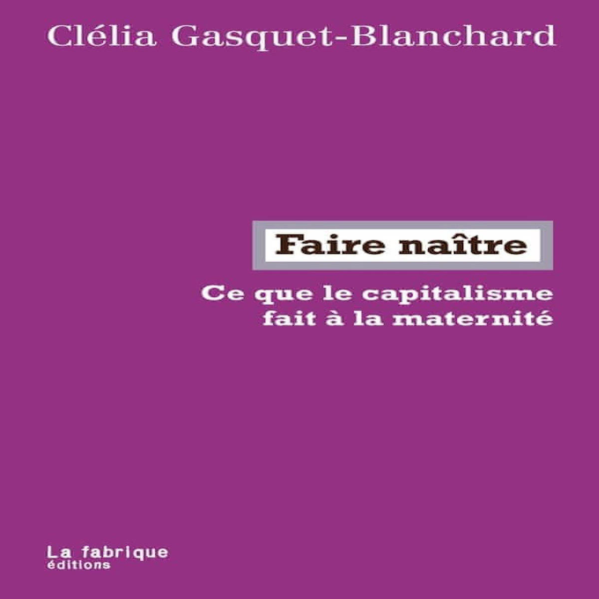 FAIRE NAITRE. CE QUE LE CAPITALISME FAIT A LA MATERNITE, Gasquet-Blanchard Clélia