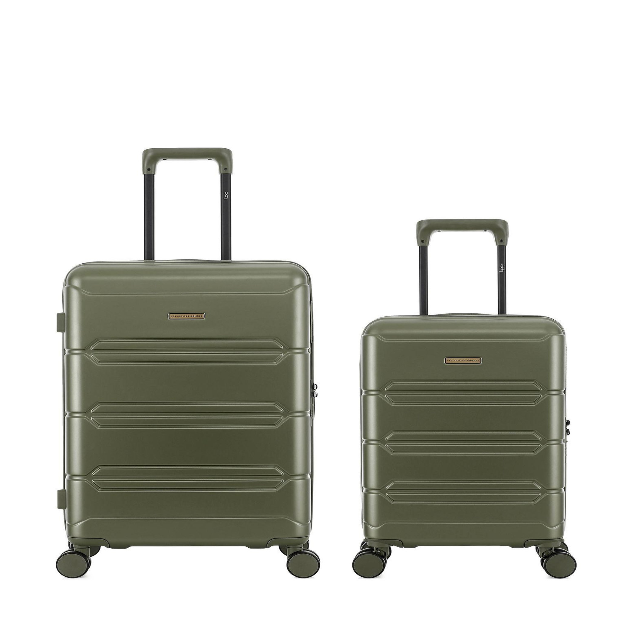 LES P'TITES BOMBES LPB Lot de 2 Valises Rigides Taille Moyenne et Cabine XS LYNDA. Coloris disponibles : Rouge, Noir, Marron, Vert, Bleu, Jaune