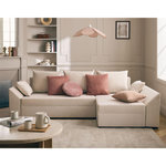 BEST MOBILIER Mike - canapé d'angle réversible - 4 places - convertible avec coffre - en velours. Coloris disponibles : Bleu, Beige, Jaune, Bicolore, Vert