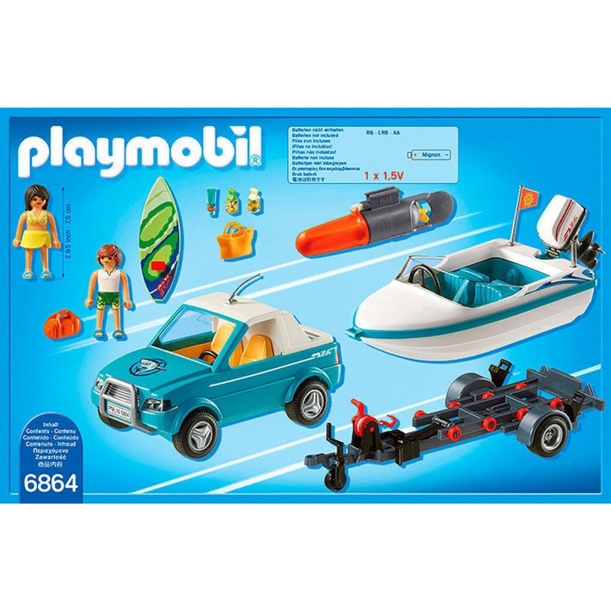 PLAYMOBIL 6864 - Summer Fun - Voiture avec bateau et moteur submersible