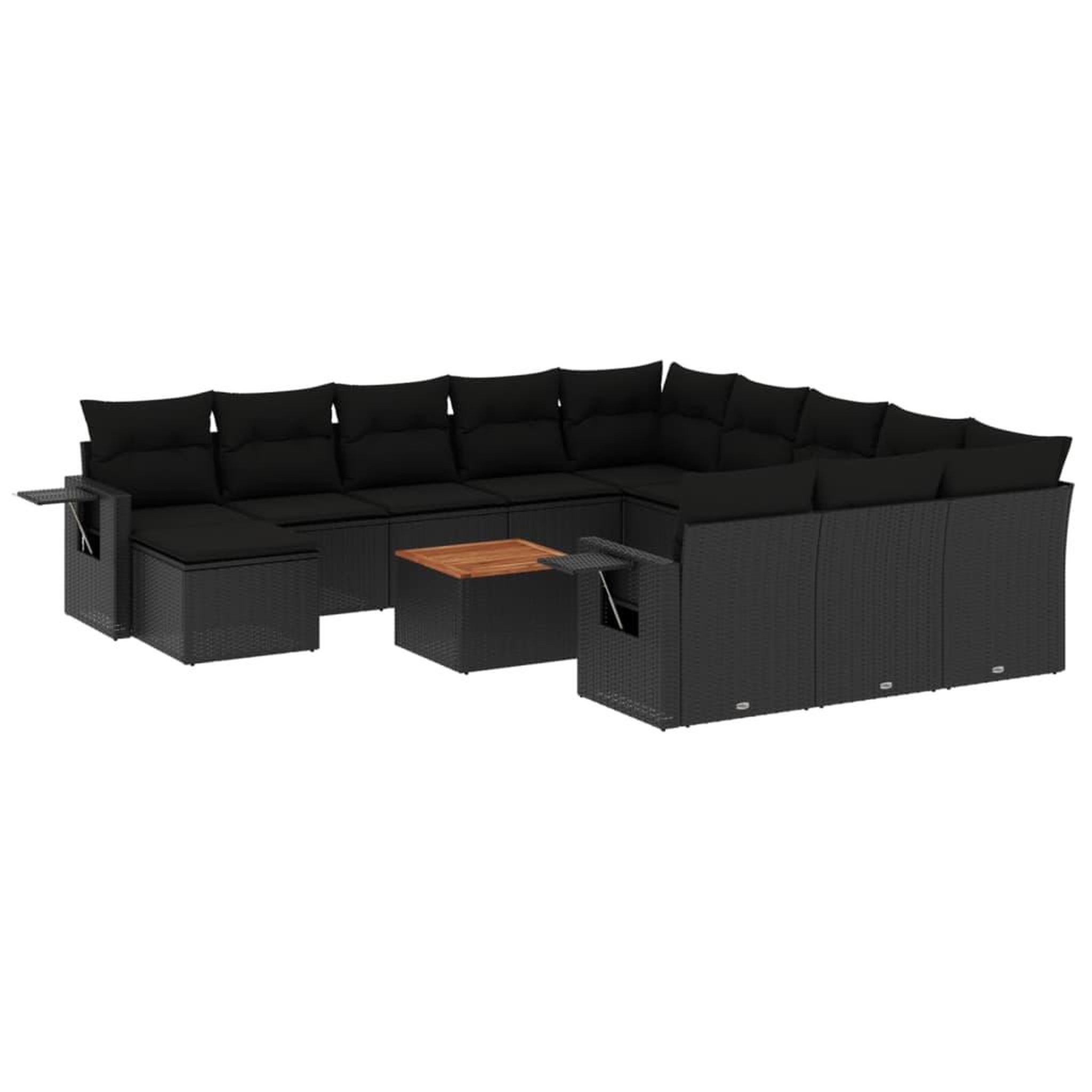 Voir la diapositive 2 : VIDAXL Salon de jardin avec coussins 13 pcs noir resine tressee