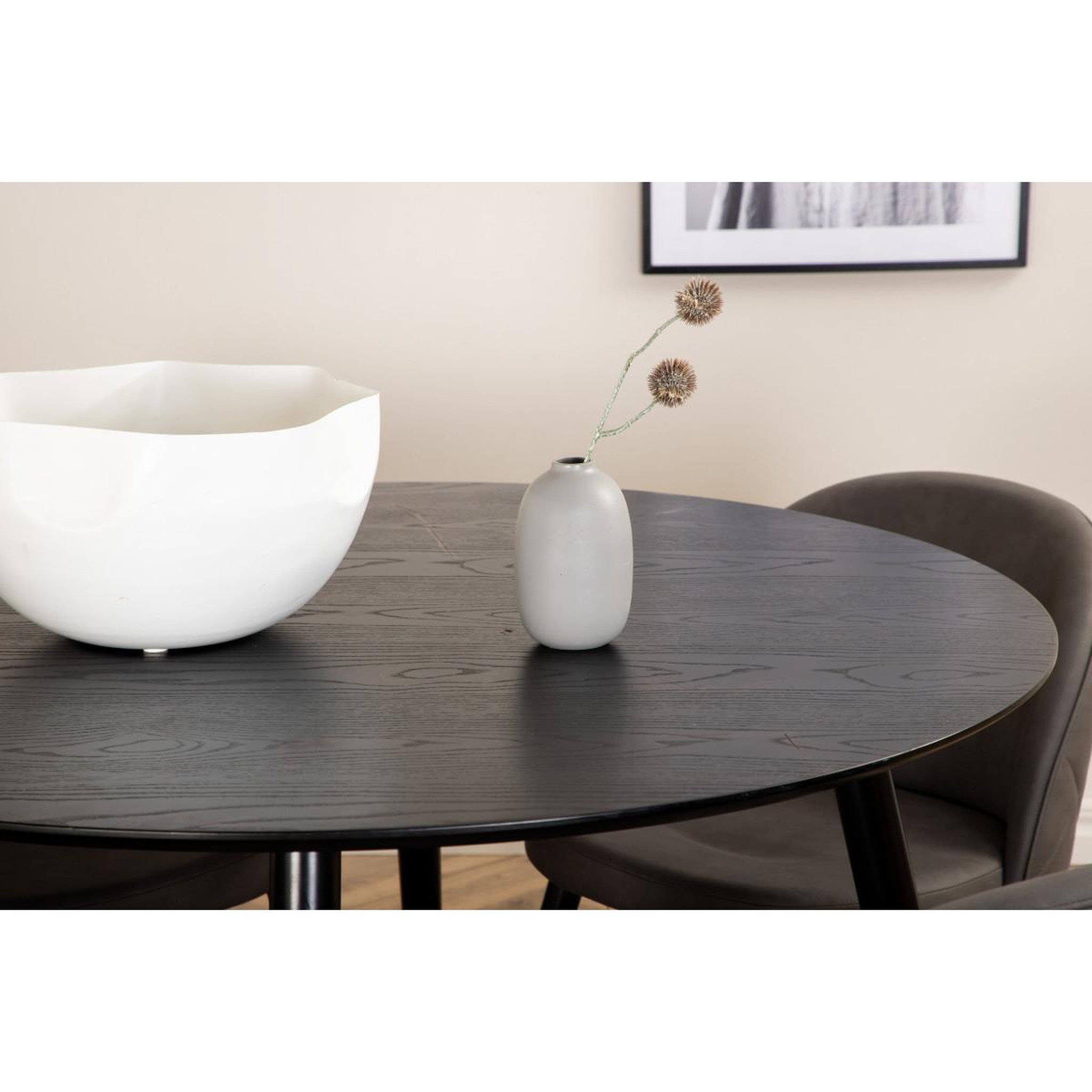 Voir la diapositive 4 : Paris Prix Ensemble table à manger & 4 chaises  dipp & velvet  115cm noir & gris
