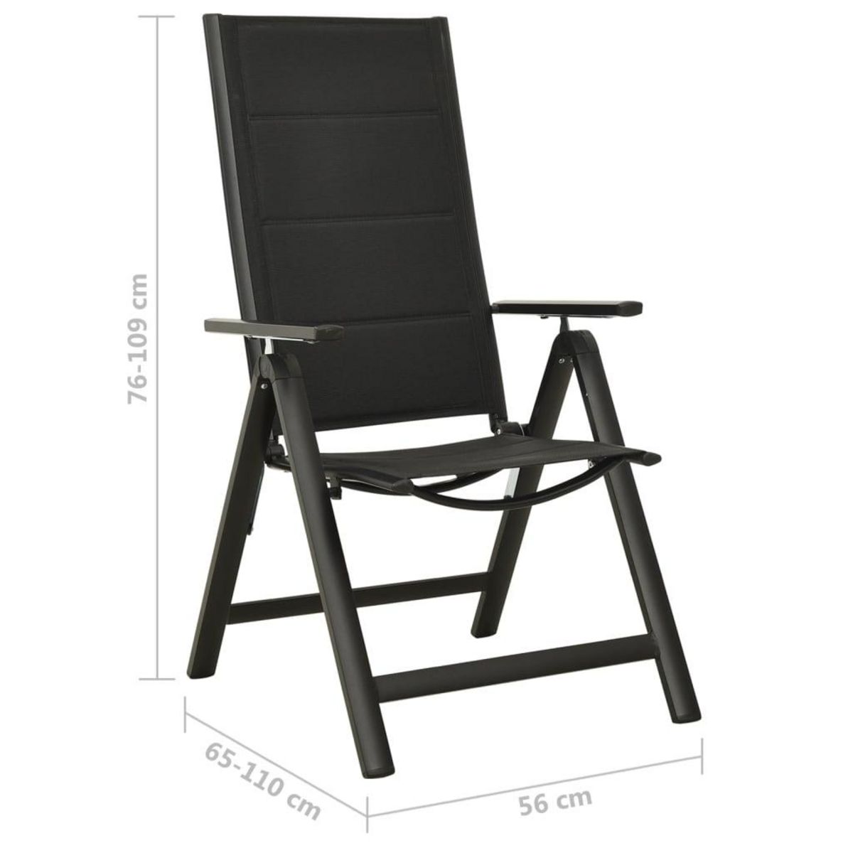 VIDAXL Chaises pliables de jardin lot de 2 Textilene et aluminium Noir