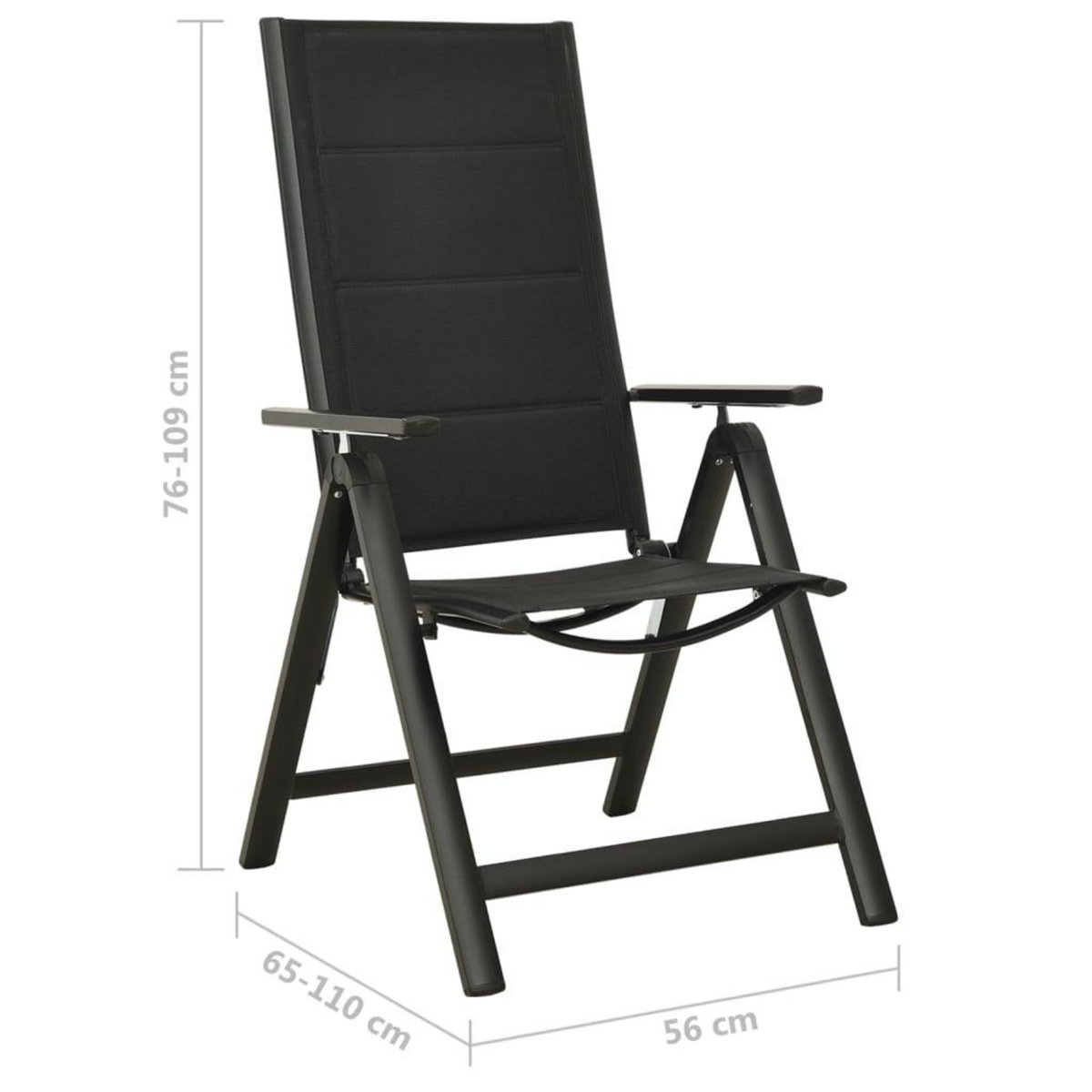 VIDAXL Chaises pliables de jardin lot de 2 Textilene et aluminium Noir