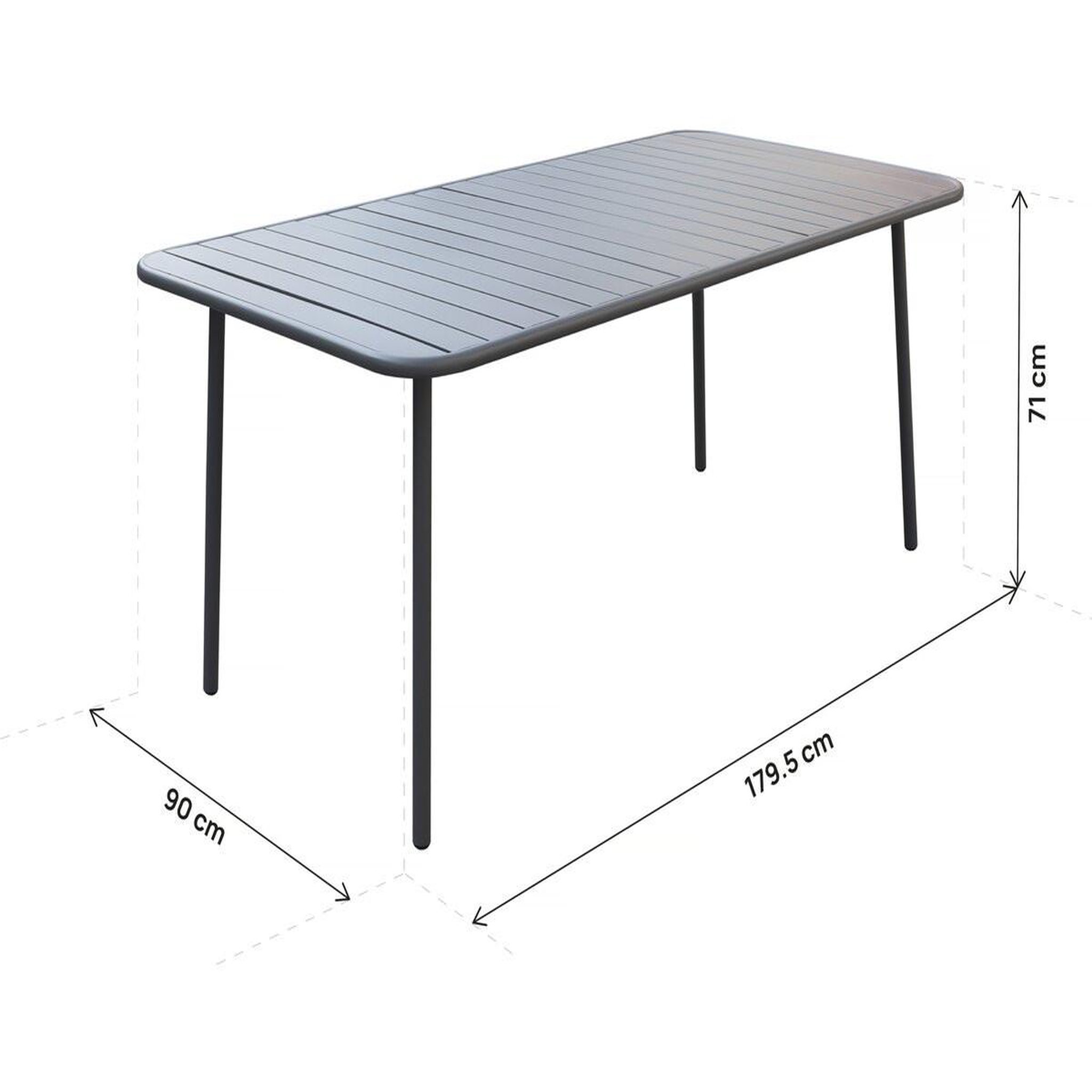 Voir la diapositive 3 : Habitat et Jardin Table jardin en métal  bilbao  - 180 x 90 x 71 cm - gris
