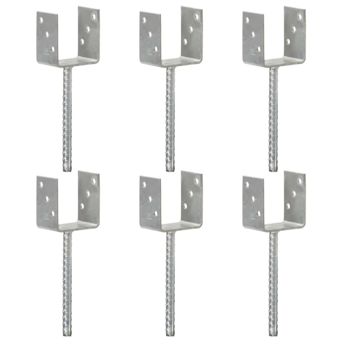 VIDAXL Piquets de cloture 6 pcs Argente 9x6x30 cm Acier galvanise