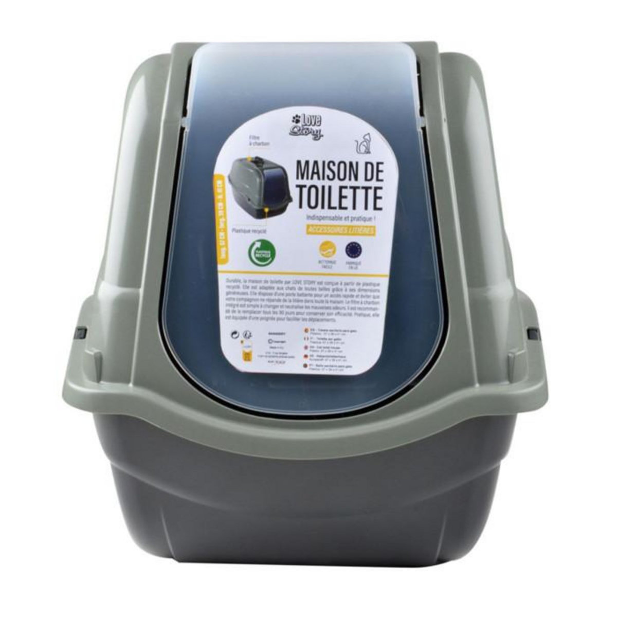 Paris Prix Litière pour Chat  Toilette  57cm Vert & Anthracite