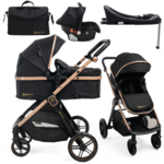 BEBELISSIMO Poussette combinée trio 3 en 1 - siège auto 0+ IRIS – nacelle – base Isofix - jambe de force – jusqu'à 22kg  - noir