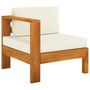 Voir la diapositive 3 : VIDAXL Canape de jardin 4 places et coussins blanc creme Bois d'acacia