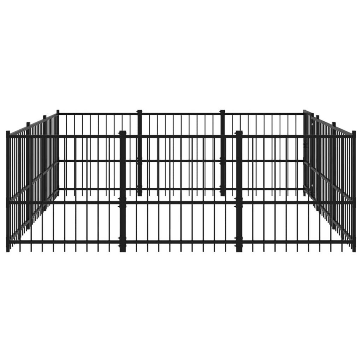 VIDAXL Chenil d'exterieur pour chiens Acier 8,47 m^2