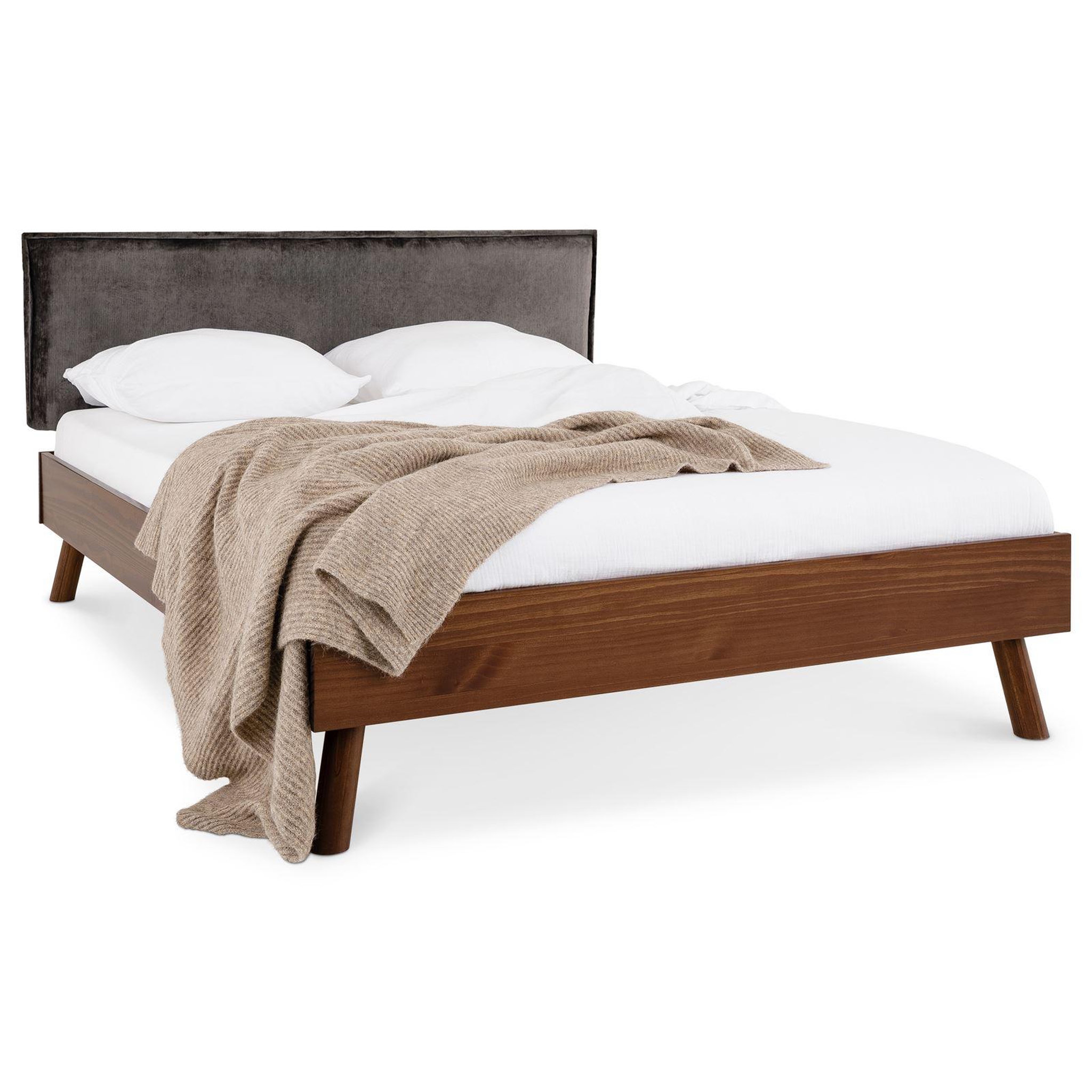 IDIMEX Ensemble lit futon avec tête de lit karri 140 x 200 cm - gris foncé et châtaignier