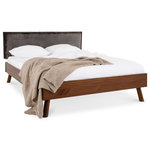 IDIMEX Lit futon avec tête de lit KARRI 140 x 200 cm - gris foncé et châtaignier