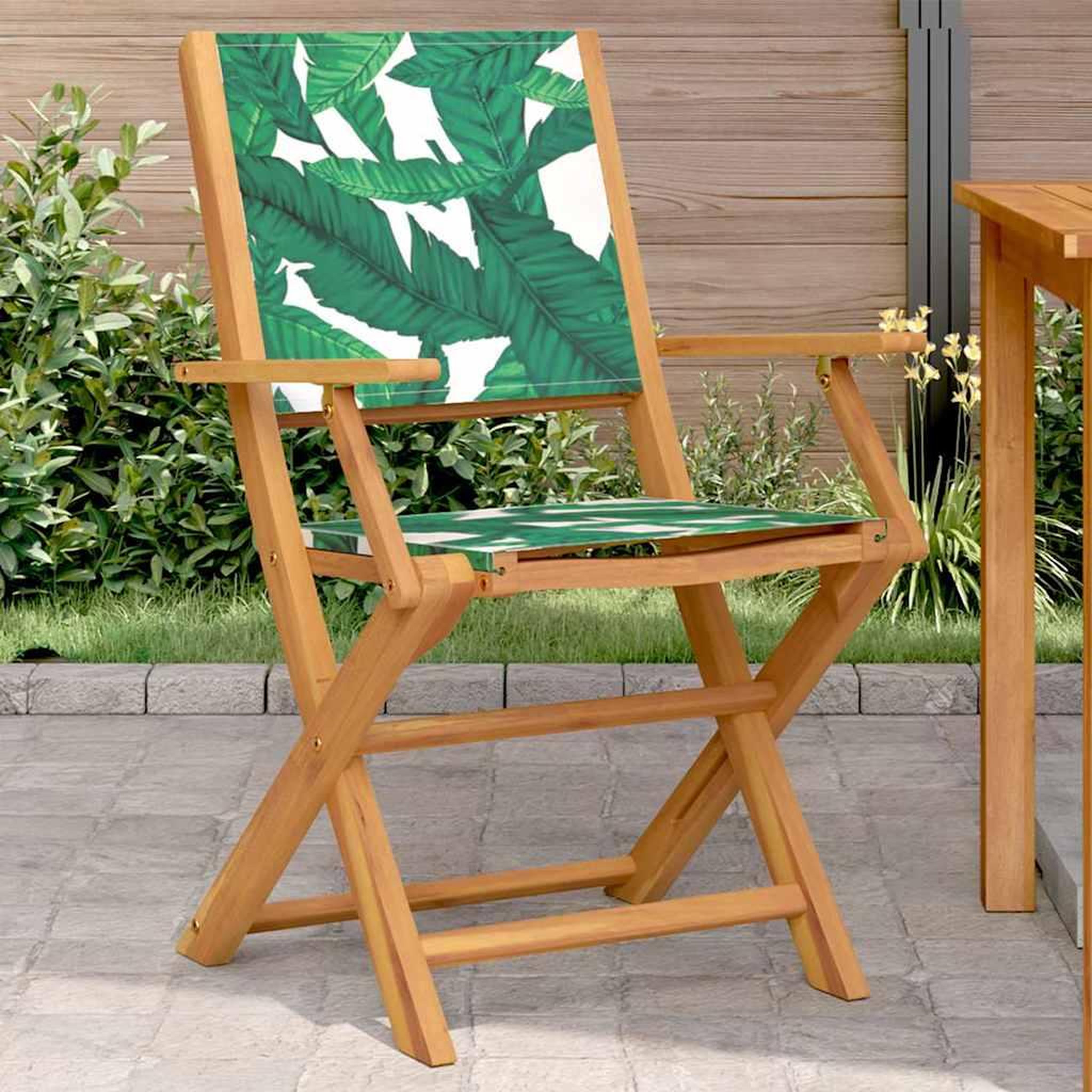 VIDAXL Chaises de jardin lot de 2 motif de feuilles acacia et tissu