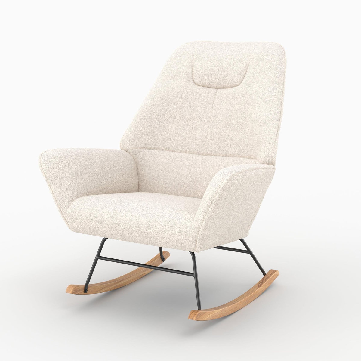 Rendez vous déco Rocking-chair en tissu bouclé blanc-Shaun
