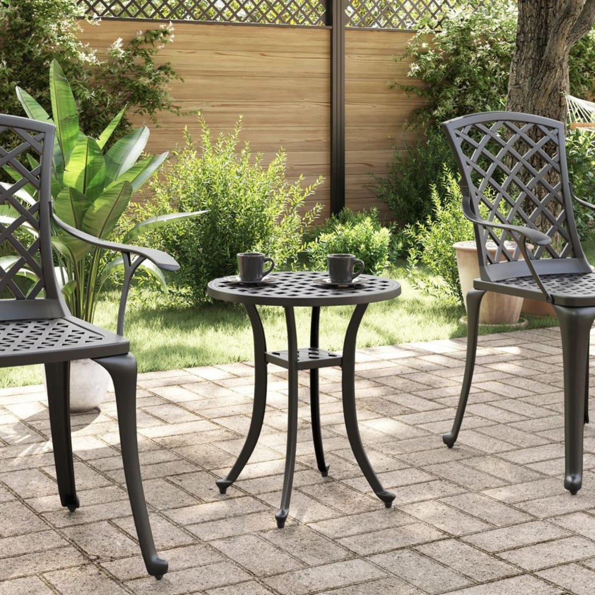 VIDAXL Table de jardin noir Ø48x53 cm aluminium coule