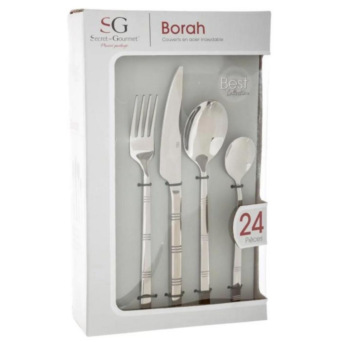 SECRET DE GOURMET Ménagère Inox 24 Pièces  Borah  22cm Argent