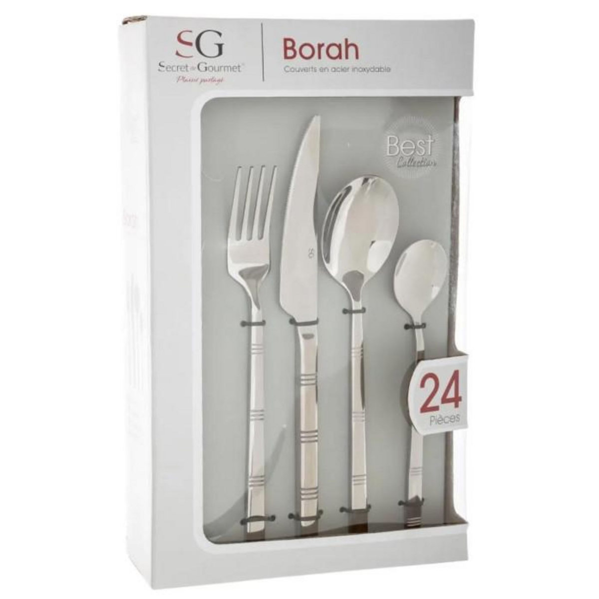 SECRET DE GOURMET Ménagère Inox 24 Pièces  Borah  22cm Argent