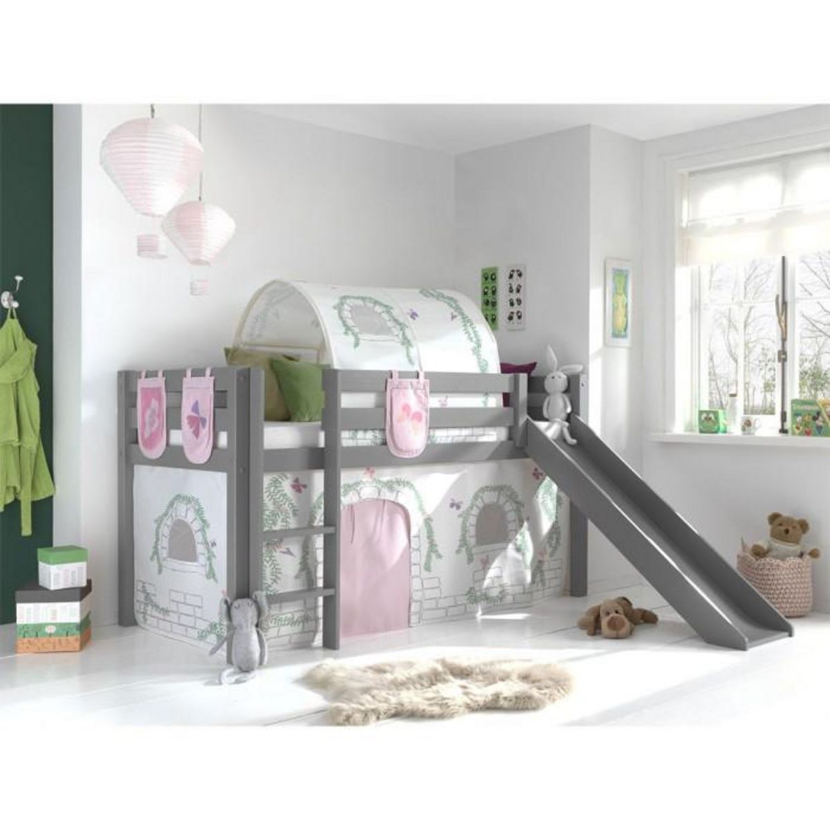 Paris Prix Pack - Lit Enfant, Tente, 3 Pochettes & Tunnel  Pino Birdy  Gris