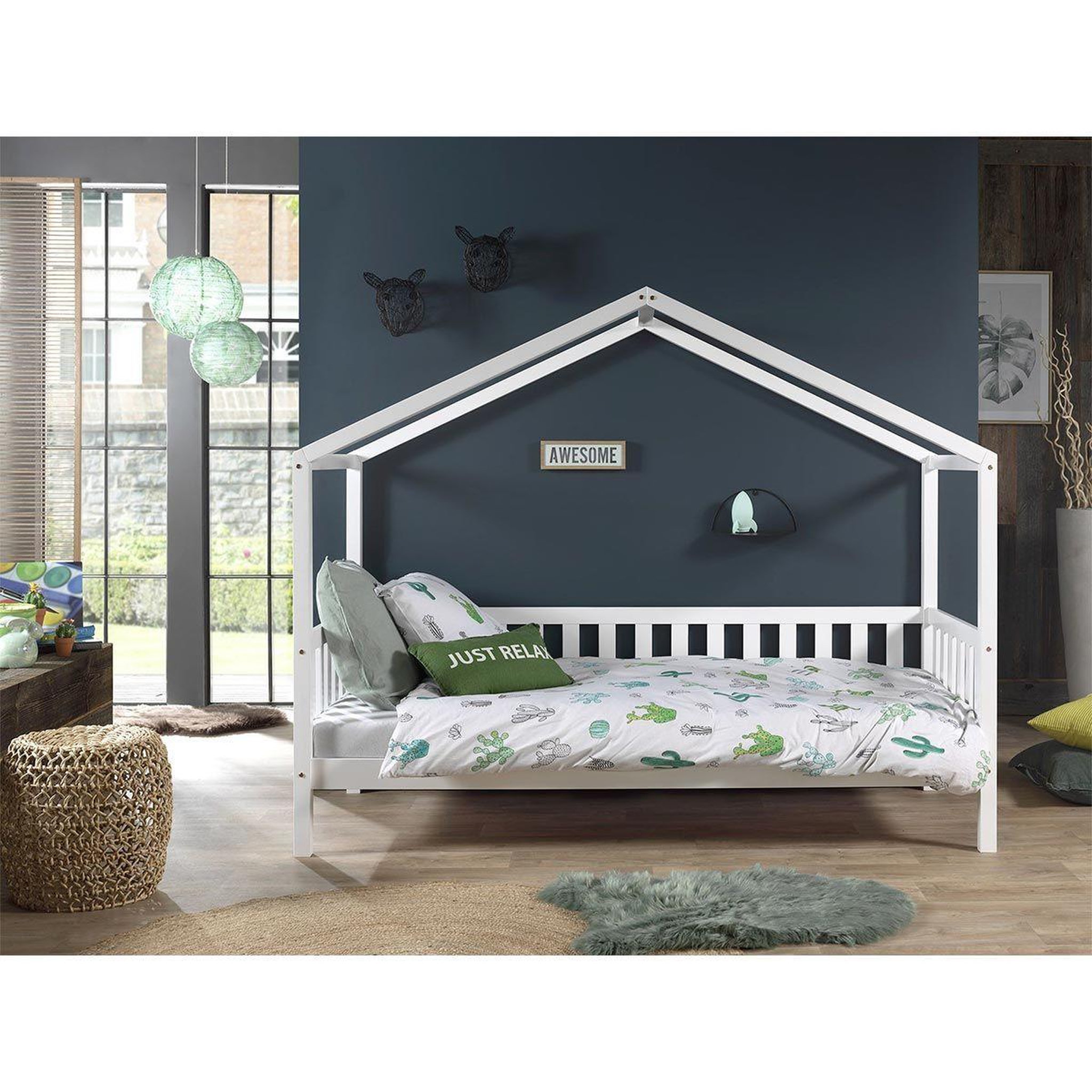 Voir la diapositive 5 : Paris Prix Pack - lit enfant cabane & matelas  dallas ii  90x200cm blanc