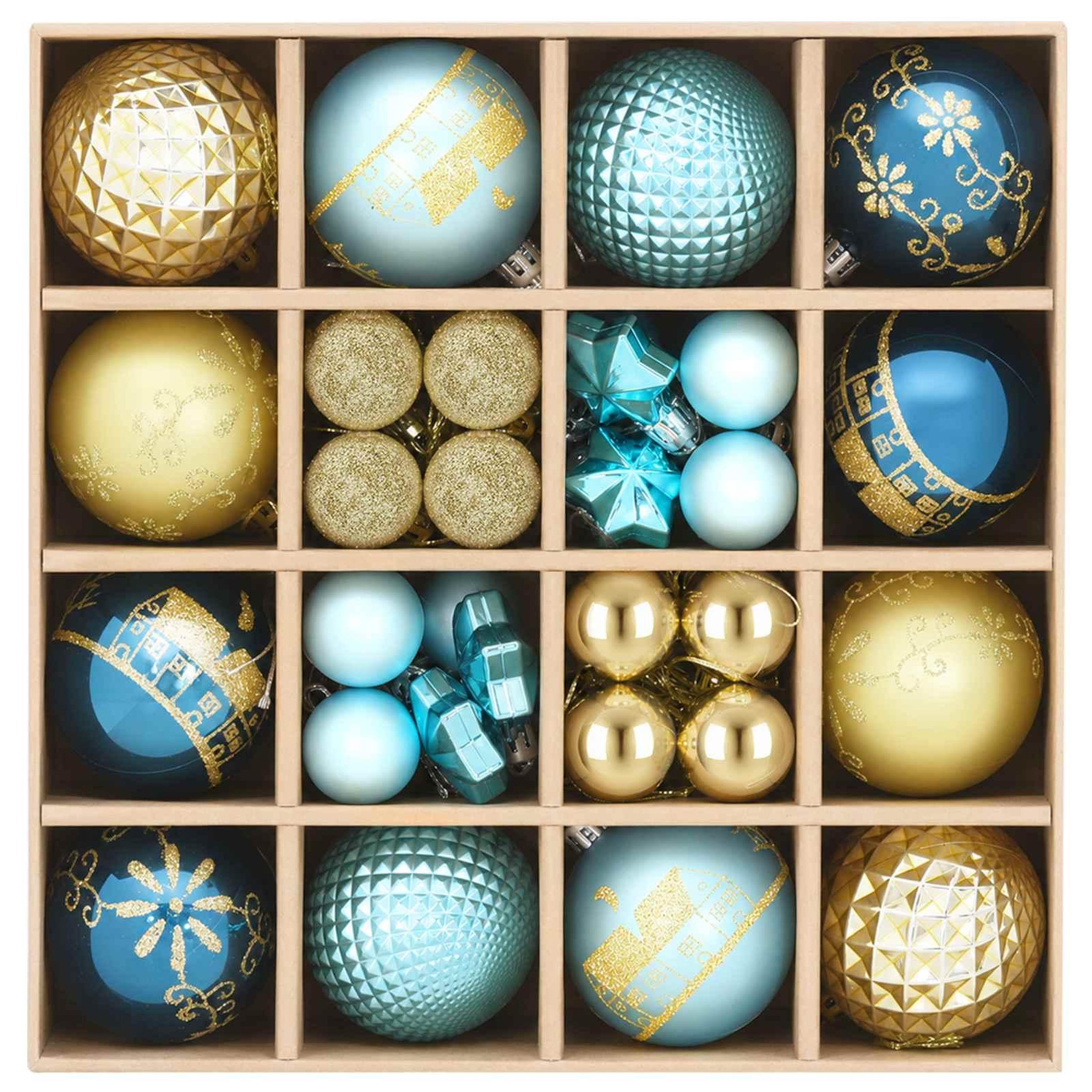Voir la diapositive 4 : VIDAXL Ensemble de boules de Noël 88 pc Bleu fonce, bleu clair et dore