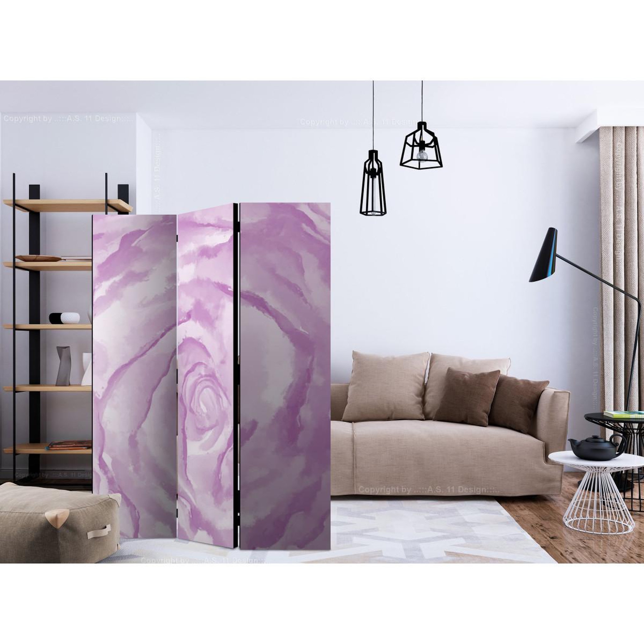 Voir la diapositive 2 : Paris Prix Paravent 3 volets  rose pink  135x172cm