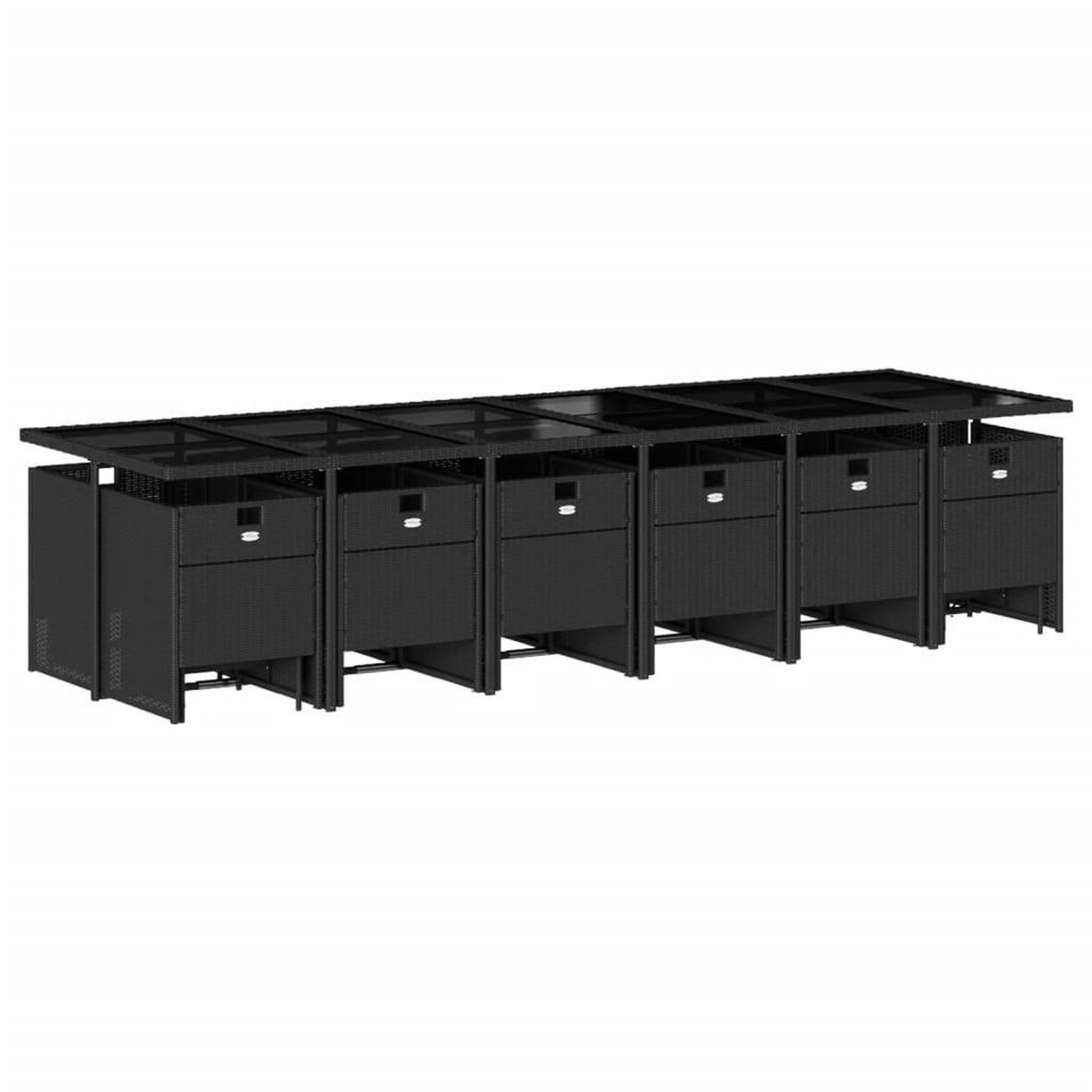Voir la diapositive 3 : VIDAXL Ensemble a manger de jardin 17 pcs coussins noir resine tressee