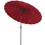 OUTSUNNY Parasol inclinable rond avec manivelle aluminium fibre de verre polyester diamètre 2,60 m coloris rouge