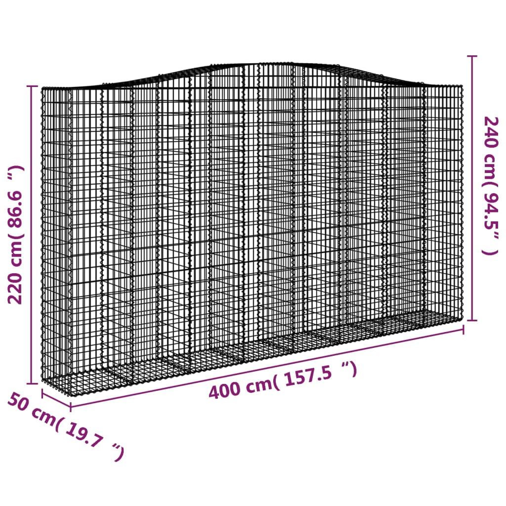 Voir la diapositive 6 : VIDAXL Paniers a gabions arques 10 pcs 400x50x220/240 cm Fer galvanise