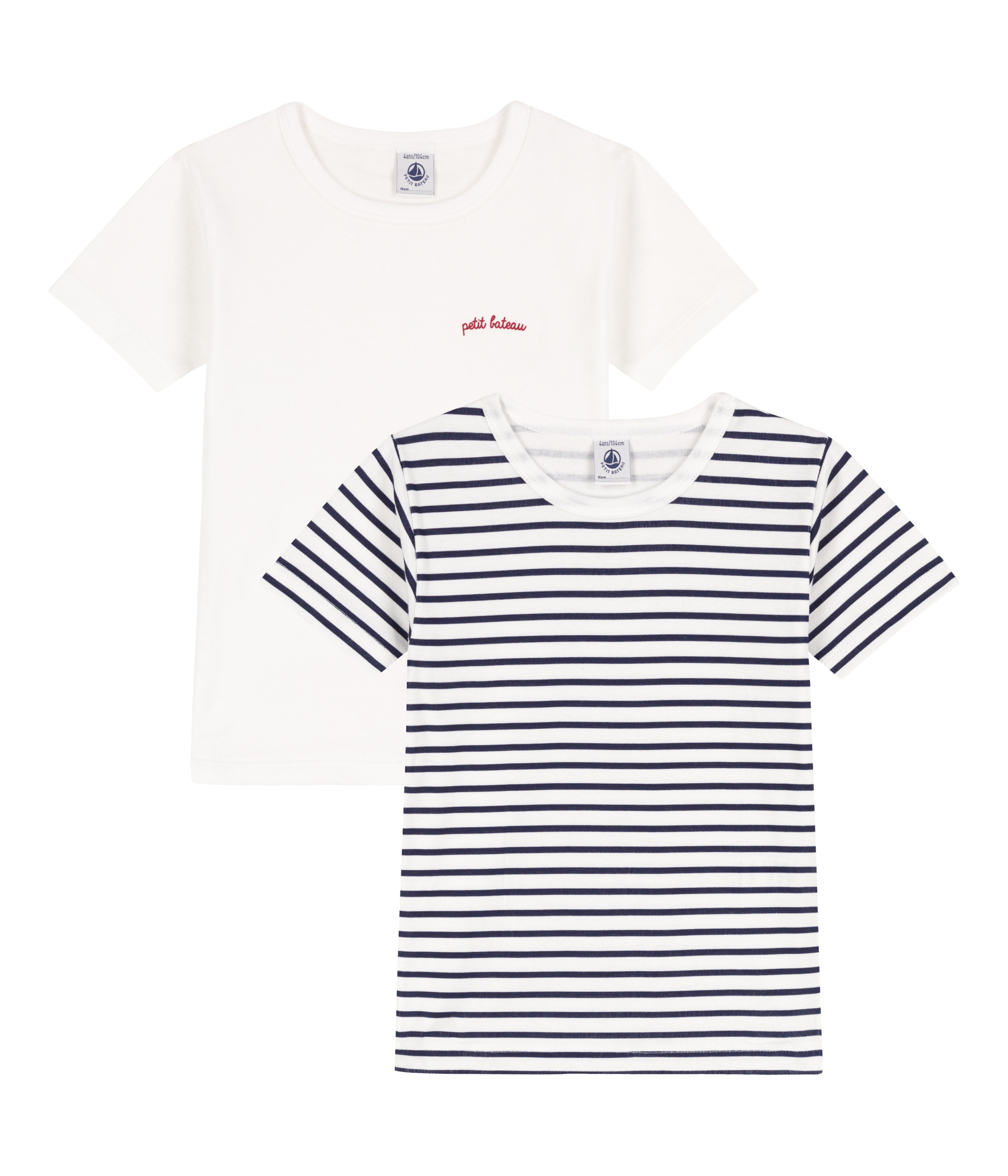 T-shirt Marinière Petit Bateau - Taille 36 - Couleur Blanc Marine - Coton - Occasion Très Bon état