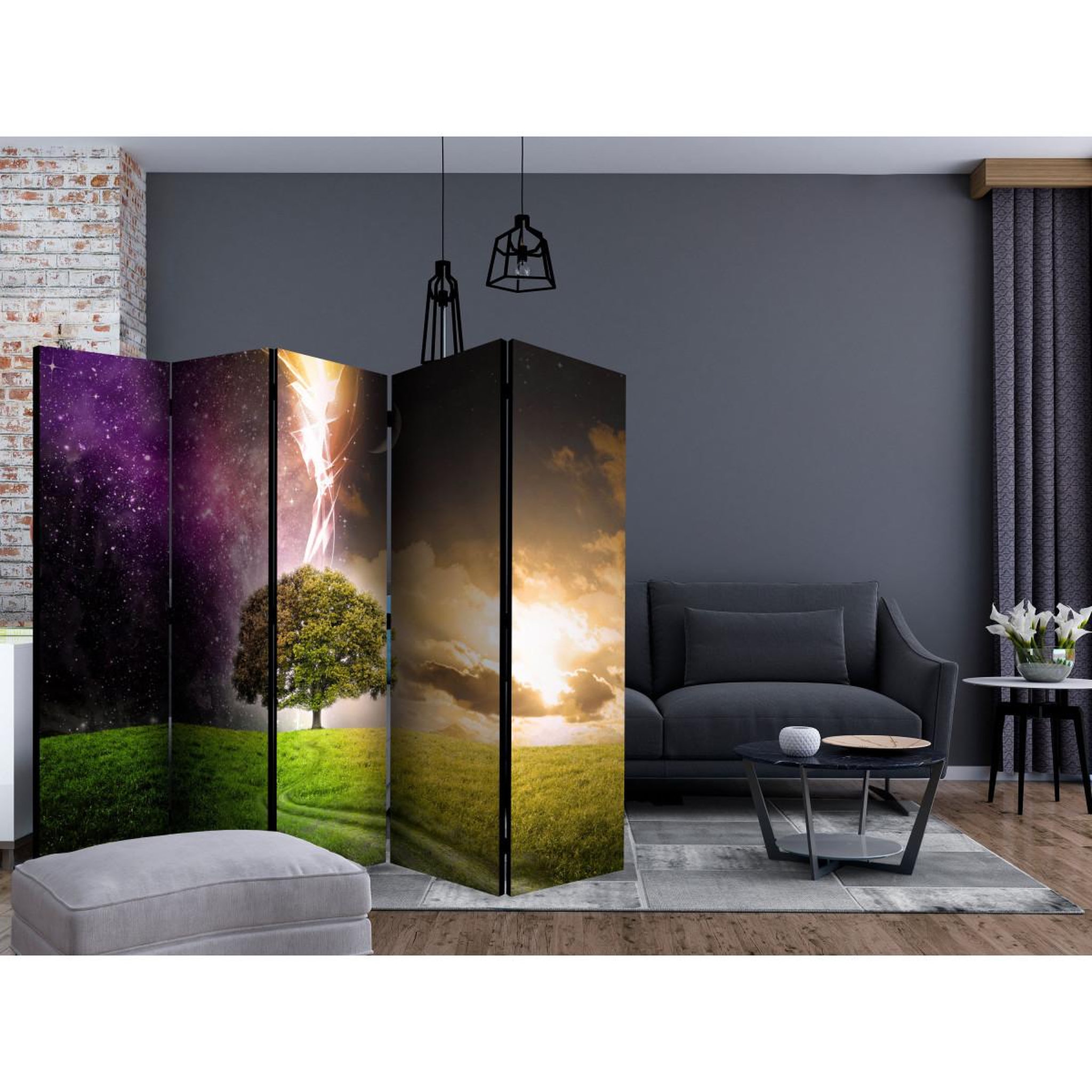 Voir la diapositive 2 : Paris Prix Paravent 5 volets  magic tree  172x225cm