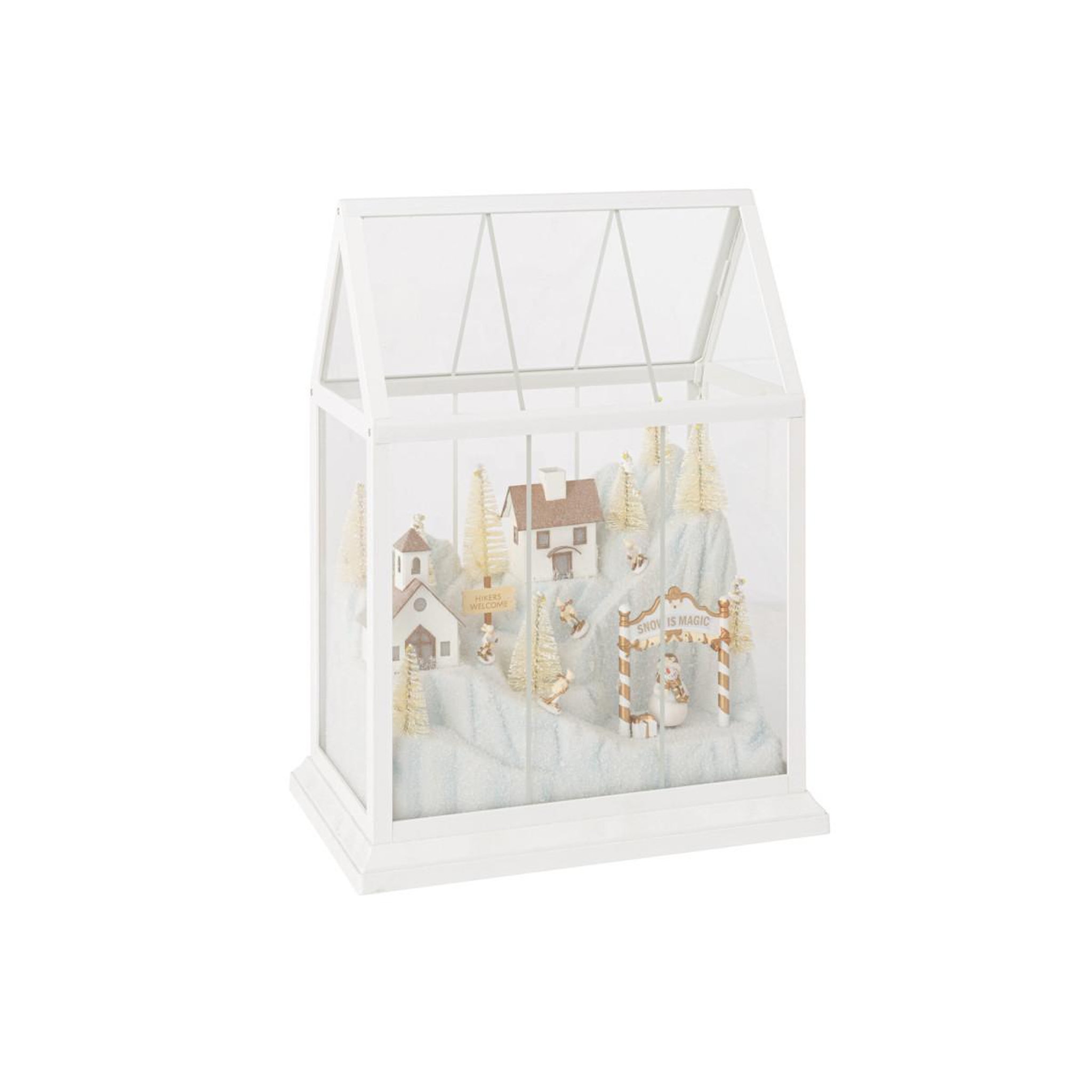 Voir la diapositive 2 : J-LINE Village de Noël Vitré à LED  Sébastienne  25cm Blanc