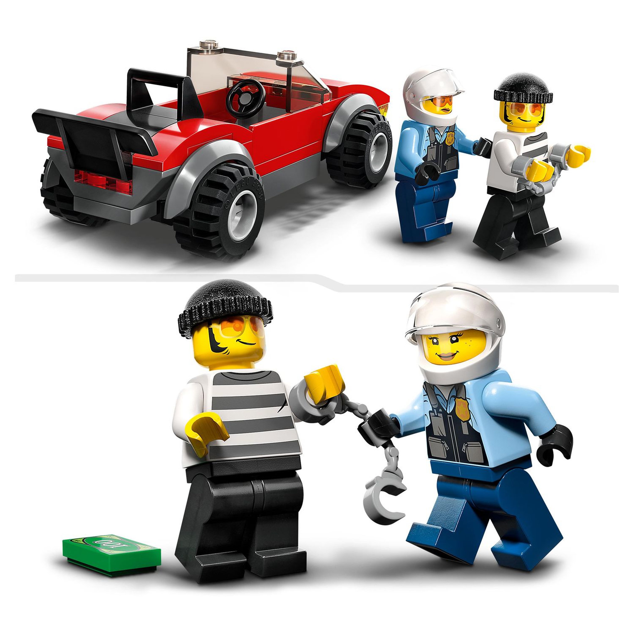 Voir la diapositive 6 : LEGO City 60392 La Course-Poursuite de la Moto de Police, Jouet Voiture de Course et 2 Minifigurines Policiers