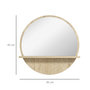 Voir la diapositive 3 : KLEANKIN Miroir rond mural de salle de bain style cosy avec étagère - Ø 45 cm - effet bois naturel