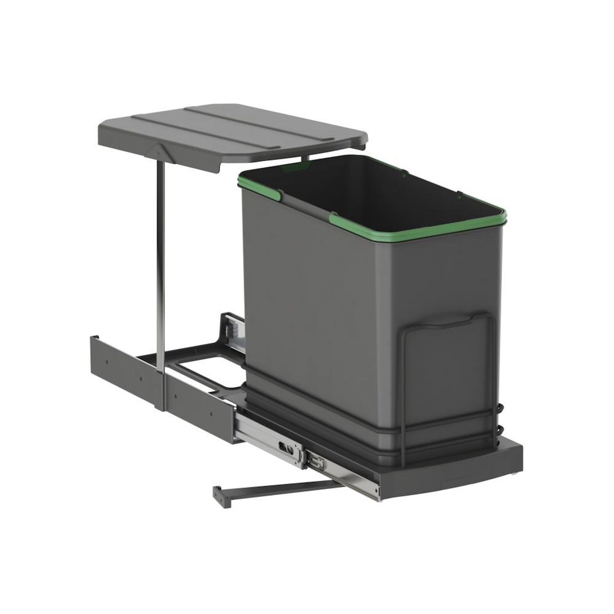 EMUCA SRL Poubelle de recyclage Recycle pour cuisine -  24 L -  fixation au fond et extraction manuelle/automatique -  Plastique gris antracite