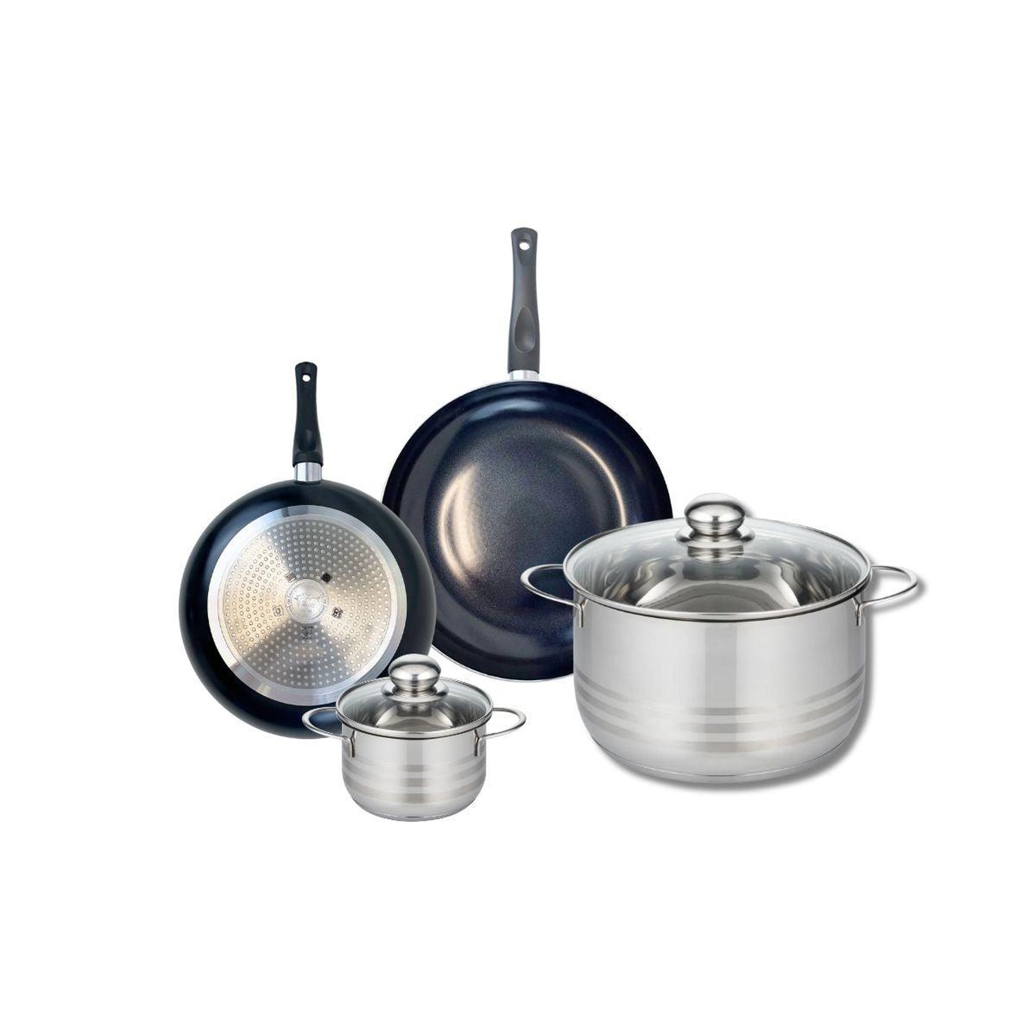 ELO Ensemble de 2 poêles de cuisson 20 et 24 cm et 2 faitouts 12 et 24 cm elo prima brillant