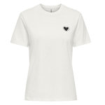 Only T-Shirt Blanc/Noir Femme Only Heart. Coloris disponibles : Blanc