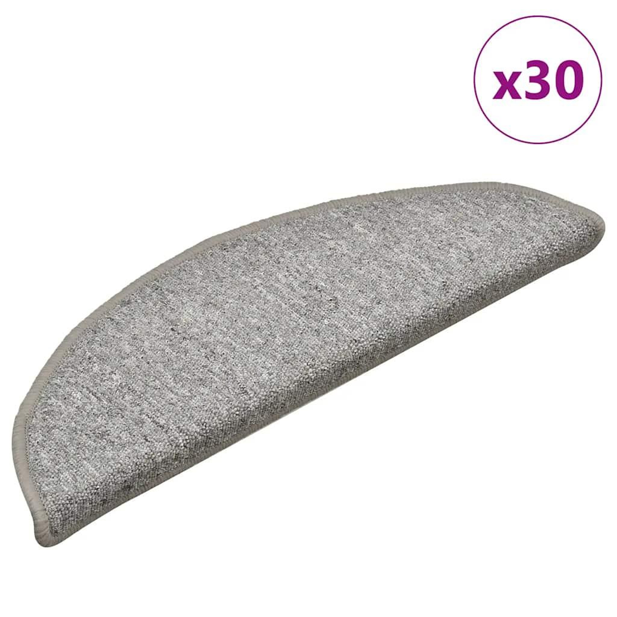 VIDAXL Tapis d'escalier 30 pcs gris clair 56x17x3 cm