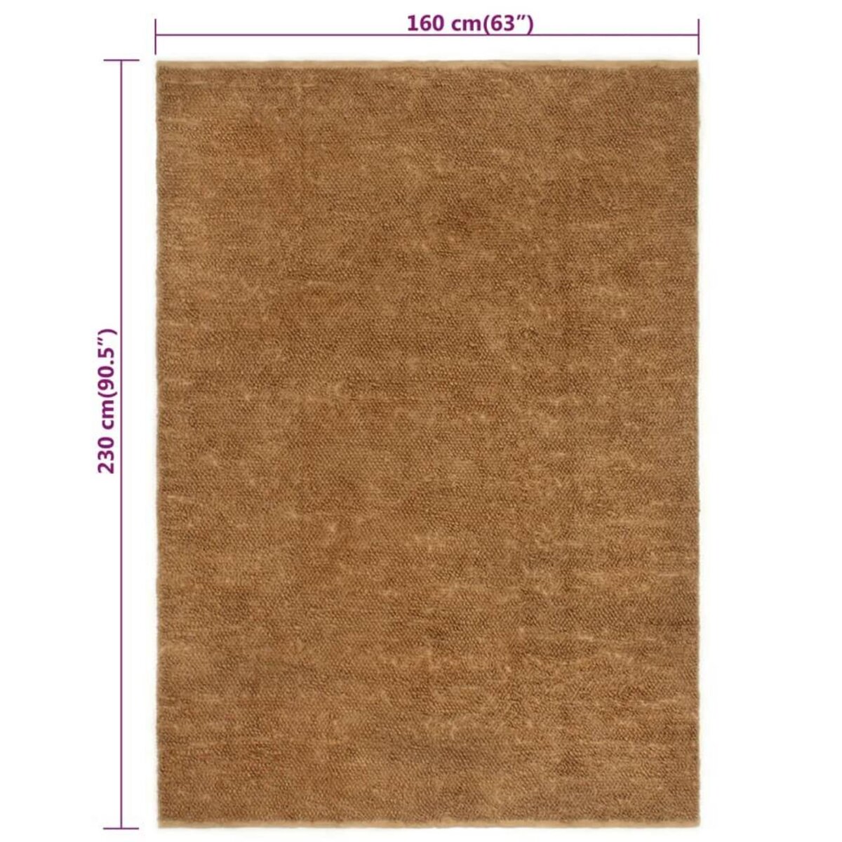 VIDAXL Tapis a poils boucles fait a la main 160x230 cm Jute et coton
