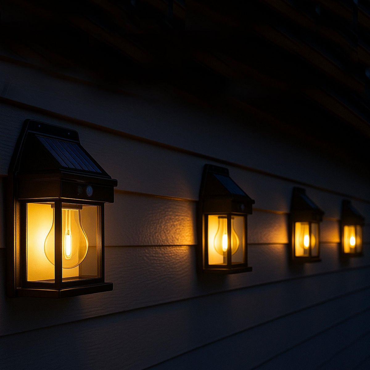 Lumisky Lot de 4 Appliques Murales Solaires SUNFLARE Noir ABS H17cm