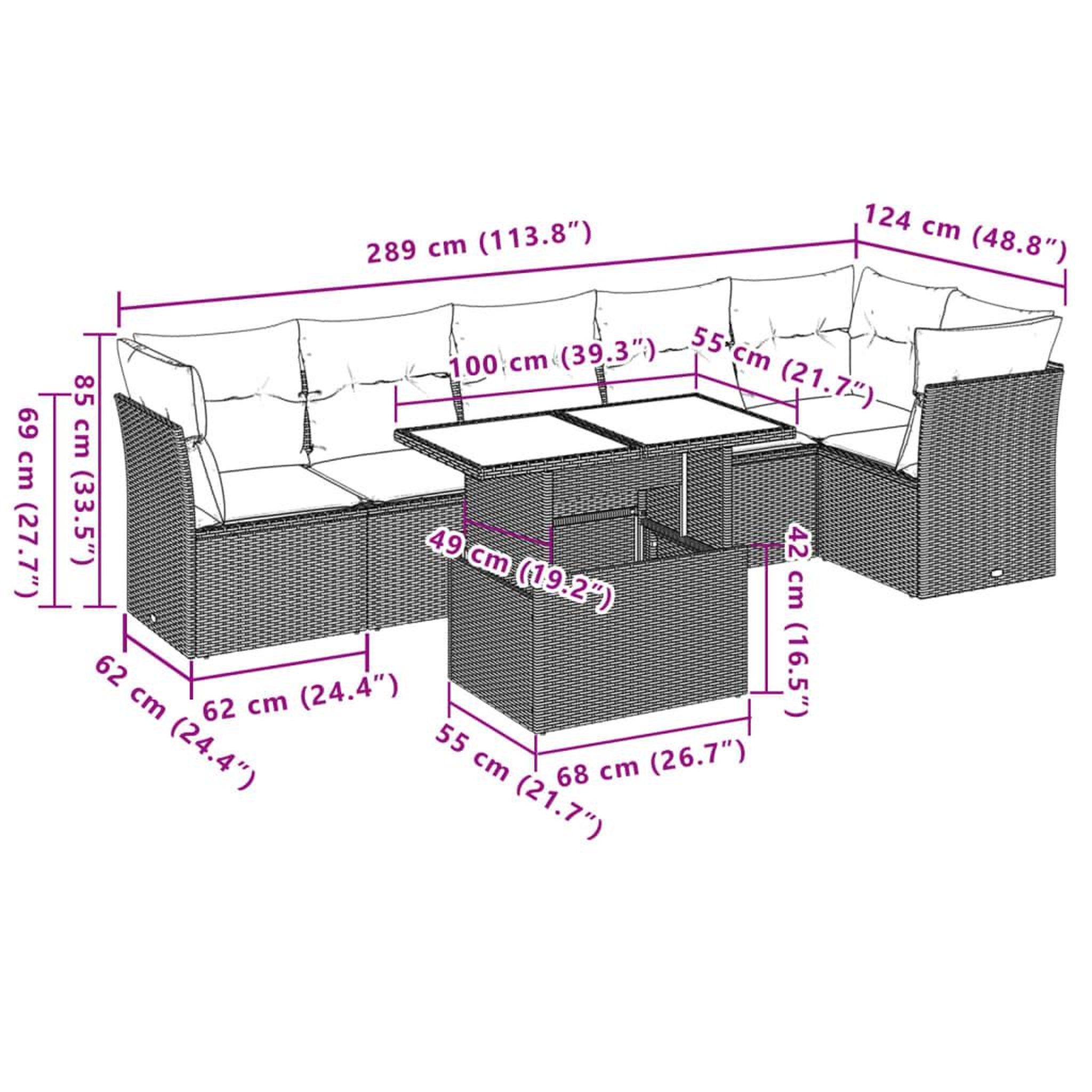 Voir la diapositive 6 : VIDAXL Salon de jardin avec coussins 7 pcs marron resine tressee