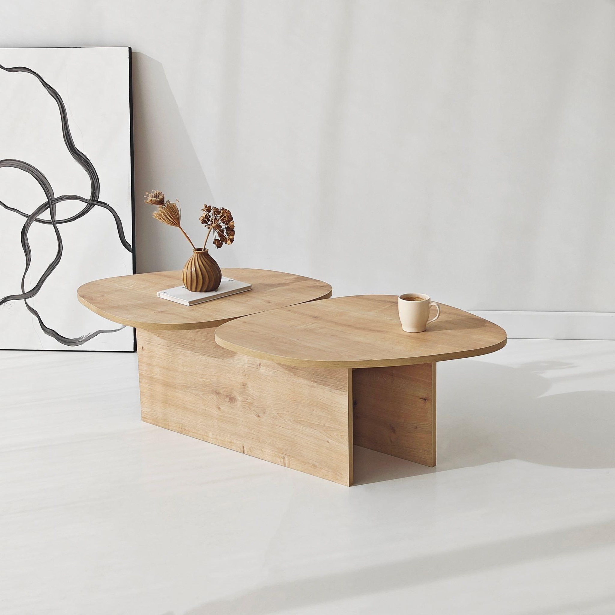 Voir la diapositive 2 : Habitat et Jardin Table basse en bois  stones  125 x 60 x 38 cm - chêne saphir