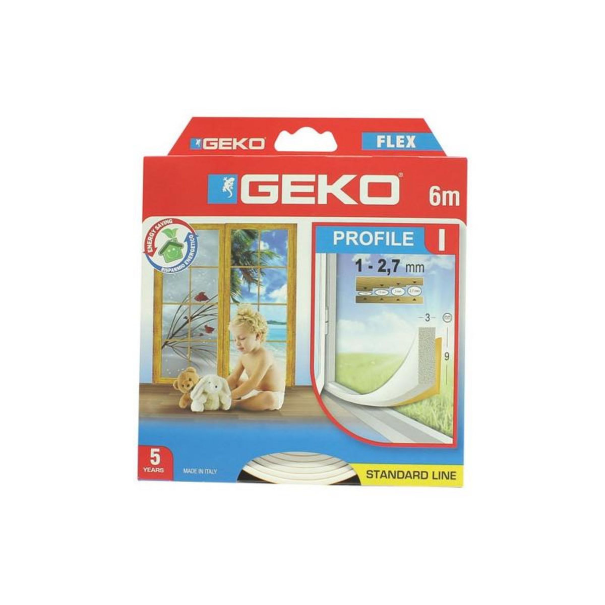 Geko JOINT MOUSSE PVC BLANC 9MMX3MMX6M GEKO - 1200/7