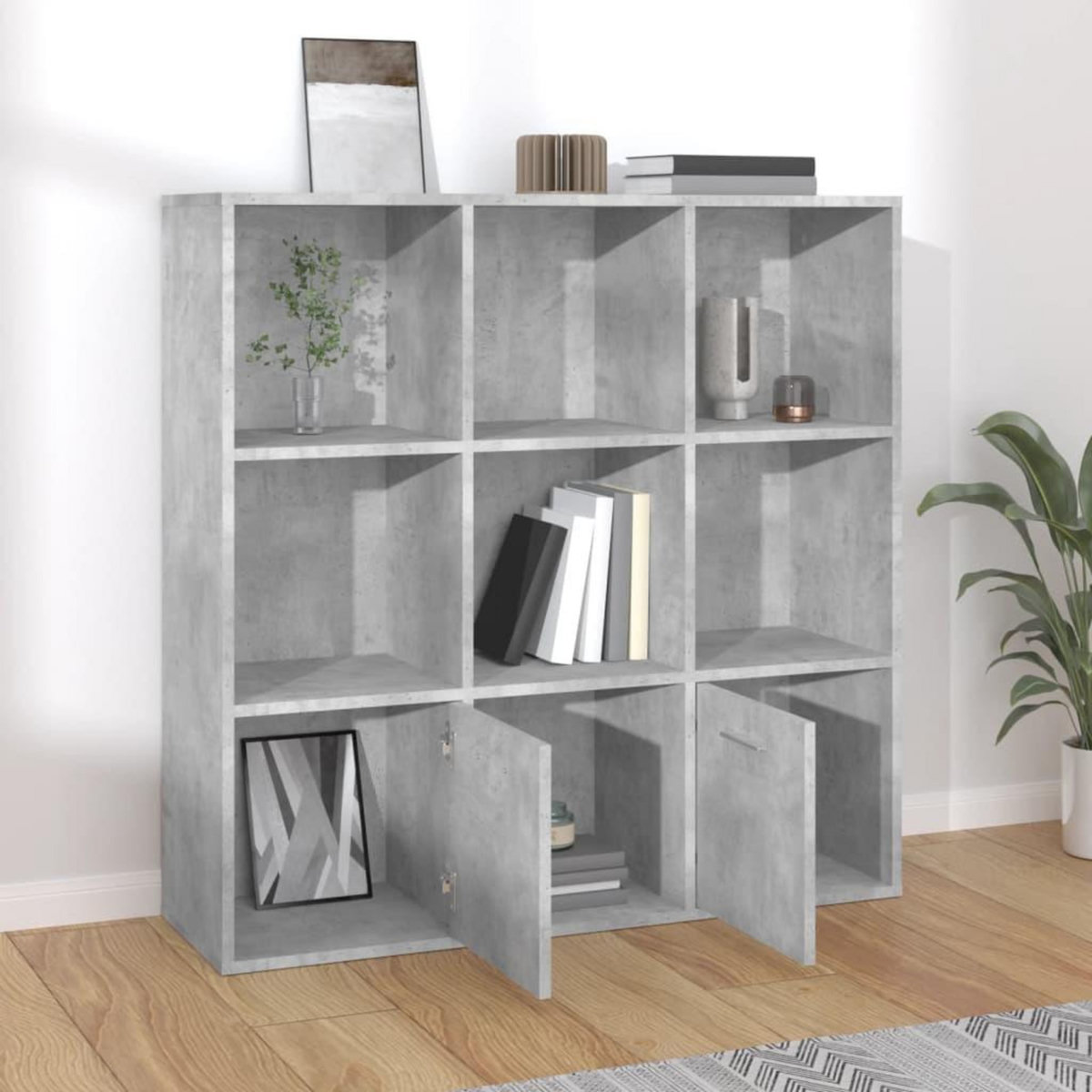 VIDAXL Bibliotheque Gris beton 98x30x98 cm Bois d'ingenierie