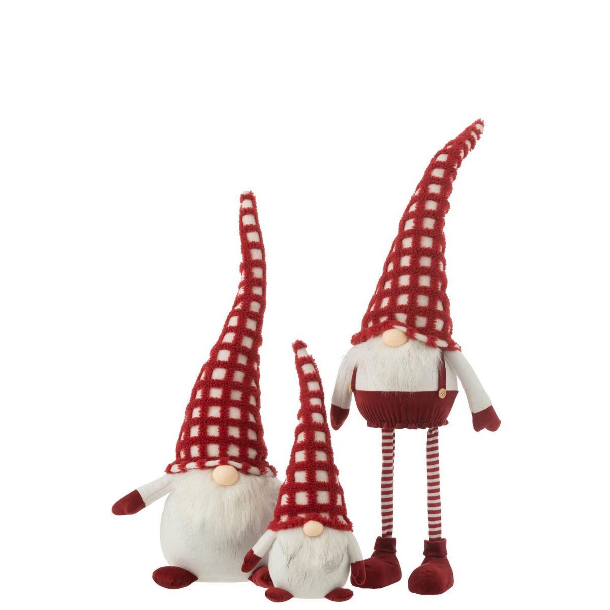 Voir la diapositive 2 : J-LINE Statue déco lutin  chapeau à carreaux  80cm rouge